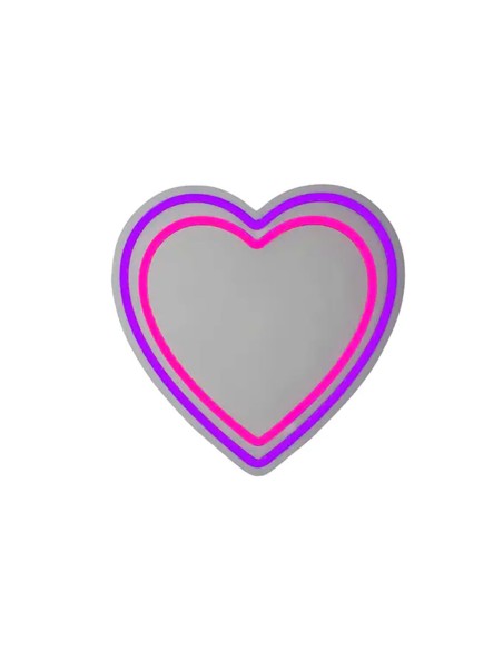 Luz led neón decorativa corazón - espejo, 33 x 33 x 1 cm