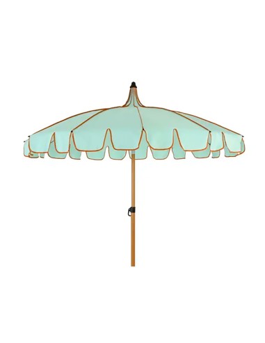 Sombrilla para jardín poliéster ø195 x 215 cm color azul turquesa ribete coral