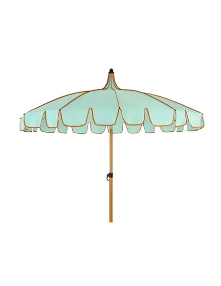 Sombrilla para jardín poliéster ø195 x 215 cm color azul turquesa ribete coral