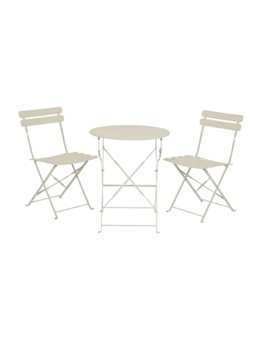 Set jardín mesa y 2 sillas plegables helsingborg de acero blanco