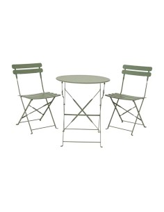 Set jardín mesa y 2 sillas plegables helsingborg de acero verde
