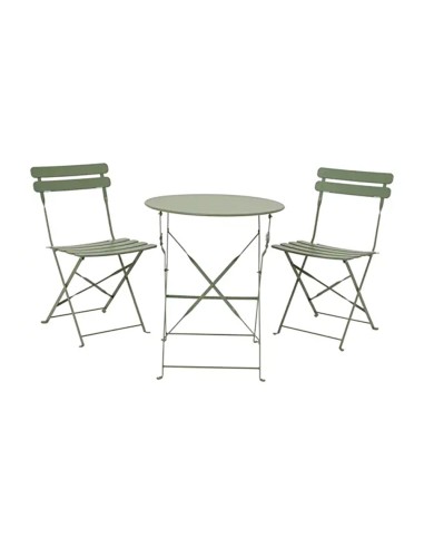 Set jardín mesa y 2 sillas plegables helsingborg de acero verde