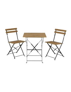 Set jardín mesa y 2 sillas plegables leeds marrón