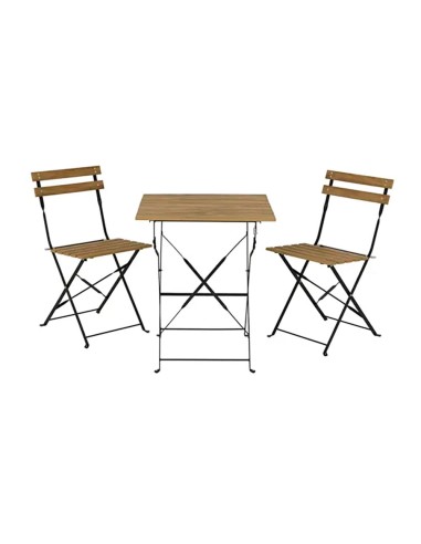 Set jardín mesa y 2 sillas plegables leeds marrón