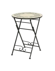 Mesa metálica/mosaico plegable atenas color negro para exterior ø58 x 75 cm
