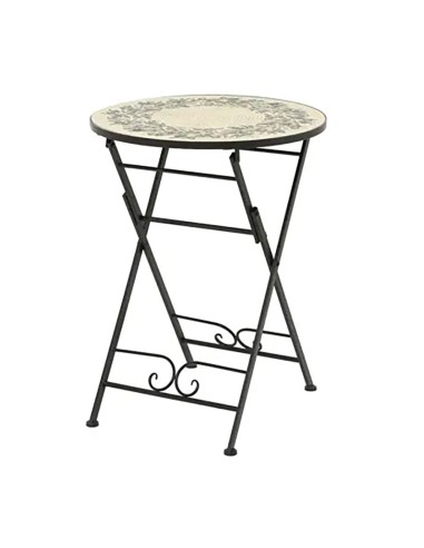 Mesa metálica/mosaico plegable atenas color negro para exterior ø58 x 75 cm