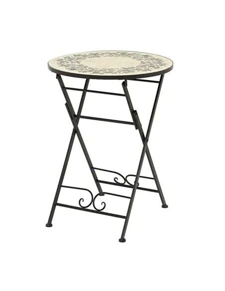 Mesa metálica/mosaico plegable atenas color negro para exterior ø58 x 75 cm