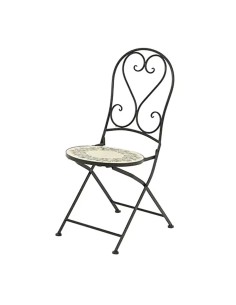 Silla metálica/mosaico plegable atenas color negro para exterior ø39 x 52 x 92,5 cm