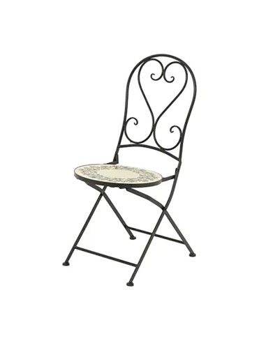 Silla metálica/mosaico plegable atenas color negro para exterior ø39 x 52 x 92,5 cm
