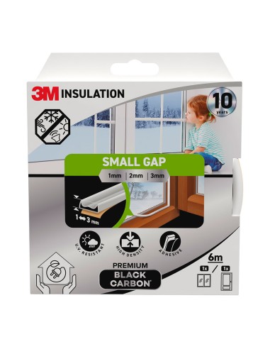 Burlete de aislamiento premium para huecos pequeños de 1-3 mm, blanco, 6 m