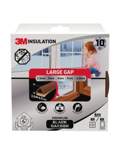 Burlete de aislamiento premium para huecos grandes de 2,5 - 6,5 mm, marrón, 6 m