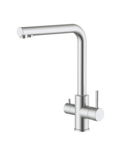 Grifo monomando de cocina caño alto osmosis, inox cepillado, 3 vías