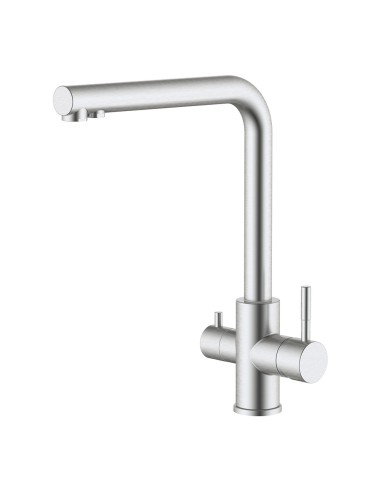 Grifo monomando de cocina caño alto osmosis, inox cepillado, 3 vías