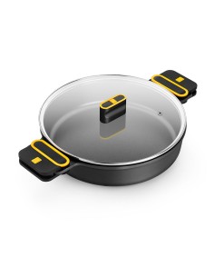 Olla baja de aluminio fundido con antiadherente tricapa con tapa de cristal, daily pro, ø32 cm