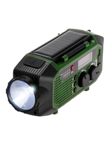 Radio emergencia multifunción solar/dinamo/usb 4000 mah cr1919, verde, 181 x 72 x 82 mm
