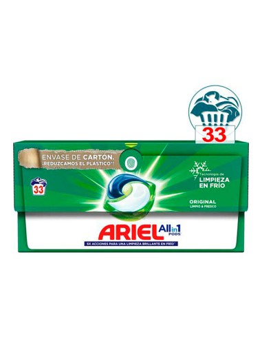 Detergente en cápsulas pods, 5 en 1, 33 dosis