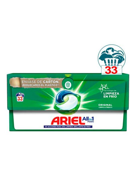 Detergente en cápsulas pods, 5 en 1, 33 dosis