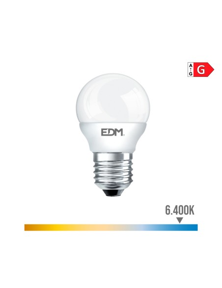 Bombilla esférica led e27 6 w 500 lm 6400 k luz fría ø4,5 x 8 cm