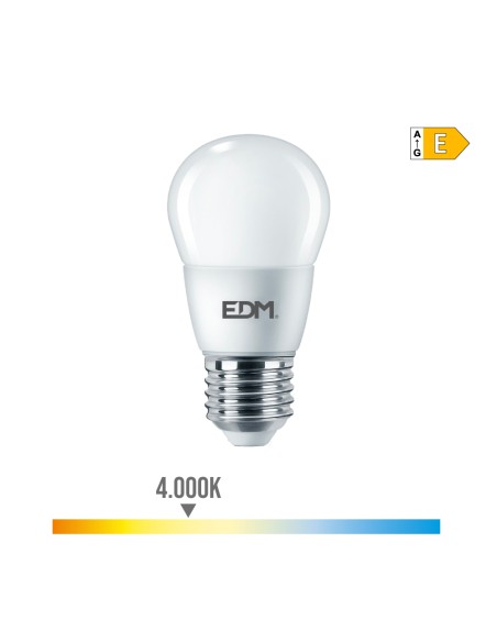 Bombilla esférica led e27 7 w 806 lm 4000 k luz día ø4,8 x 9,3 cm