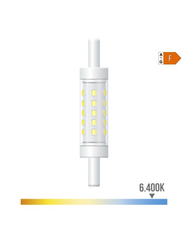 Bombilla lineal led 78 mm r7s, 5 w, 500 lm, 6400 k, luz fría, regulable, ø15 x 78 mm