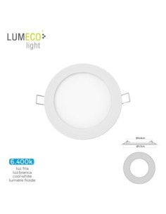 MINI DOWNLIGHT LED LUMECO 6W 320 LUMENS REDONDO 12CM 6.400K MARCO BLANCO