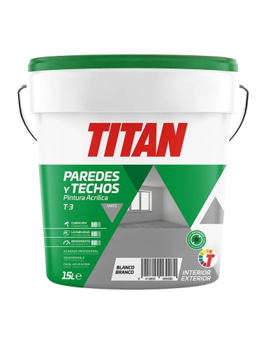 Pintura plástica acrílica estirenada interior / exterior t-3 blanco mate 15 l