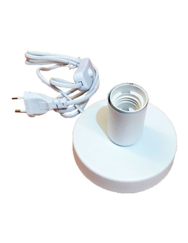 Base de mesa e27, con cable e interruptor, blanca, ø120 x 85 mm