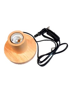Base de mesa e27, con cable e interruptor, madera, ø120 x 85 mm