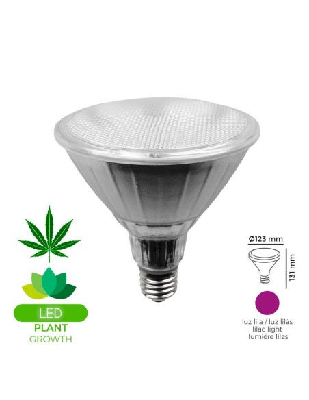 Bombilla grolux par38 led e27 13w 110lm luz lila ideal para el crecimiento de plantas ø12,3 x 13,1 cm