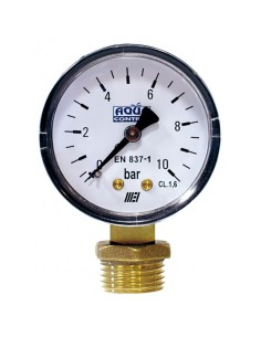 Manómetro para presión de agua 0-10 bares, conexión ¼ pulg. - ½ pulg