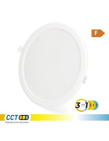 Downlight led empotrable, redondo, 18 w, 3cct, 1820 lm, marco blanco, ø22,3 cm