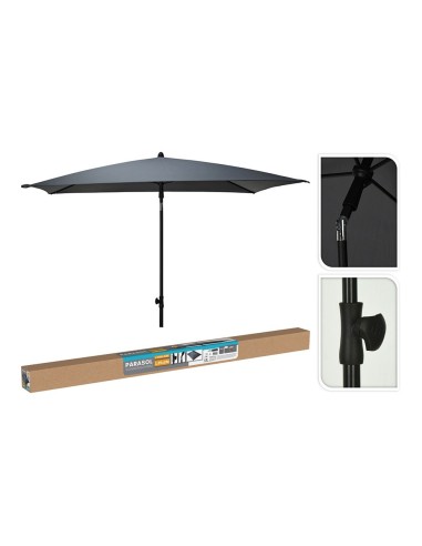Parasol rectangular gris, 125 x 200 cm
