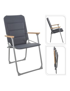 Silla de camping plegable gris, 52 x 55 x 92 cm