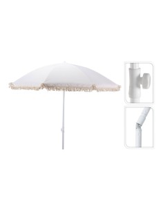 Sombrilla de playa crudo con borlas, ø160 x 200 cm