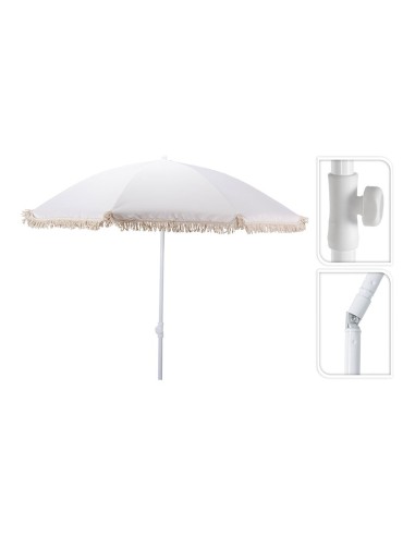 Sombrilla de playa crudo con borlas, ø160 x 200 cm