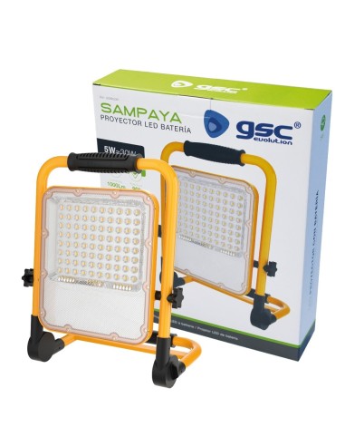 Proyector LED Sampaya con batería 30W 6500K luz emergencia salida USB