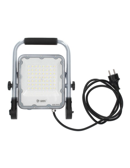 Proyector aluminio LED con soporte móvil 50W 6500K IP65 Gris
