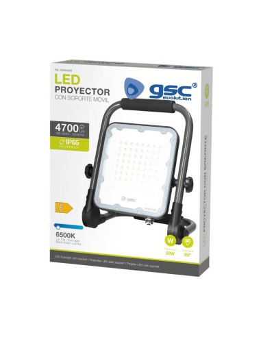 Proyector aluminio LED con soporte móvil 50W 6500K IP65 Gris