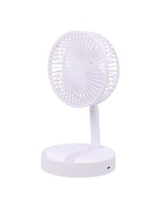 Ventilador de sobremesa plegable y recargable blanco, 3 velocidades, ø165 x 360 mm