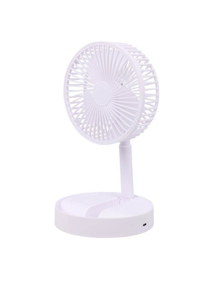 Ventilador de sobremesa plegable y recargable blanco, 3 velocidades, ø165 x 360 mm