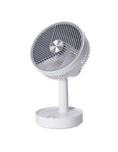 Ventilador de sobremesa recargable blanco y gris, 3 velocidades, ø135 x 270 mm