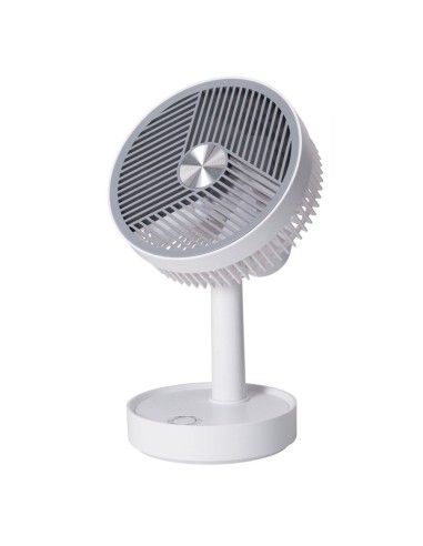 Ventilador de sobremesa recargable blanco y gris, 3 velocidades, ø135 x 270 mm