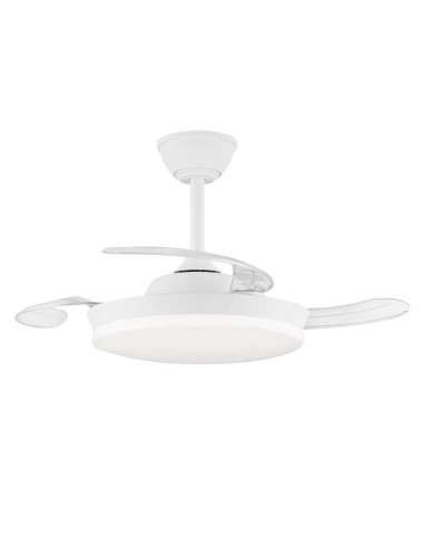 Ventilador techo, led 3cct, aspas retráctiles, milky s eco, 39 w, 3822 lm, blanco, ø92 cm, plafón ø39 cm, altura 32 - 42 cm