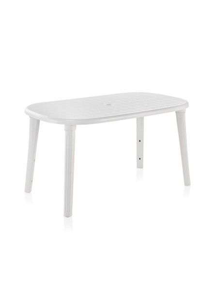 Mesa ovalada cancún, color blanco, para exterior, 140 x 80 x 73 cm