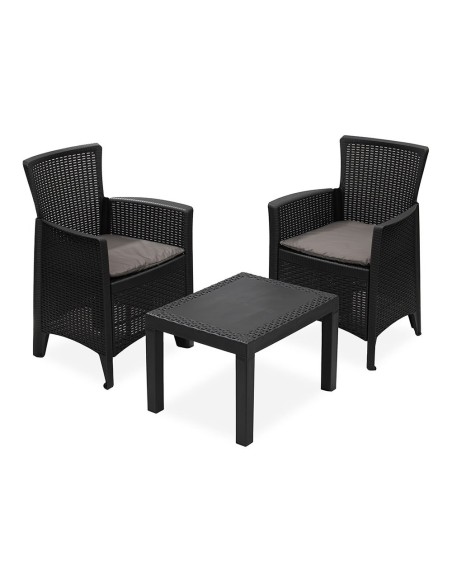 Conjunto jardín forest 3 piezas antracita + cojines