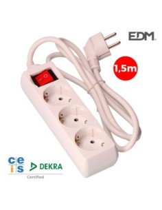 BASE MULTIPLE 3 TOMAS SCHUKO CON INTERRUPTOR 1,5 MTS. 3 1,5mm