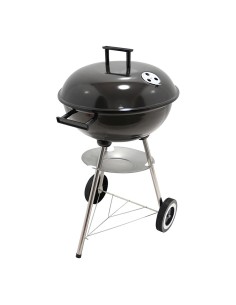 Barbacoa de carbón 3 patas con tapa y ruedas, negra, ø51 x 76 cm