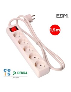 BASE MULTIPLE 5 TOMAS SCHUKO CON INTERUPTOR1.5 MTS 3 1,5mm