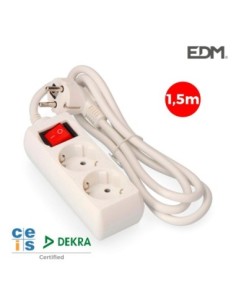 BASE MULTIPLE 2 TOMAS SCHUKO CON INTERRUPTOR 1,5 MTS. 3 1,5mm EDM