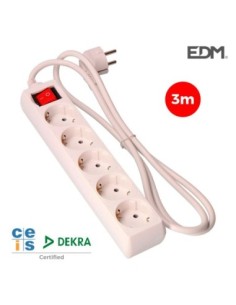 BASE MULTIPLE 5 TOMAS T-TL 3 MTS. MANG. 3 1,5mm CON INTERRUPTOR